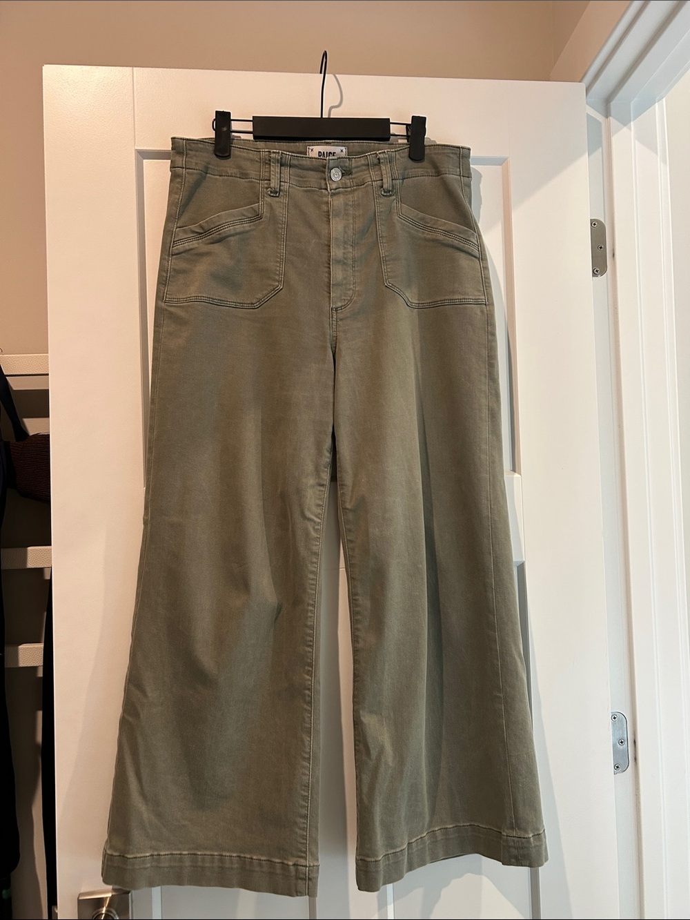 Paige Anessa Welt Utility Pocket High-Rise Crop Wide Leg Jeans